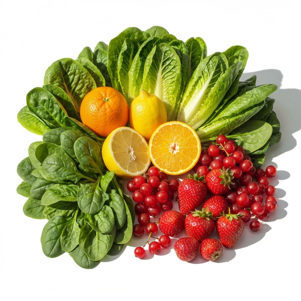 Fresh colorful vegetables and fruits rich in vitamins